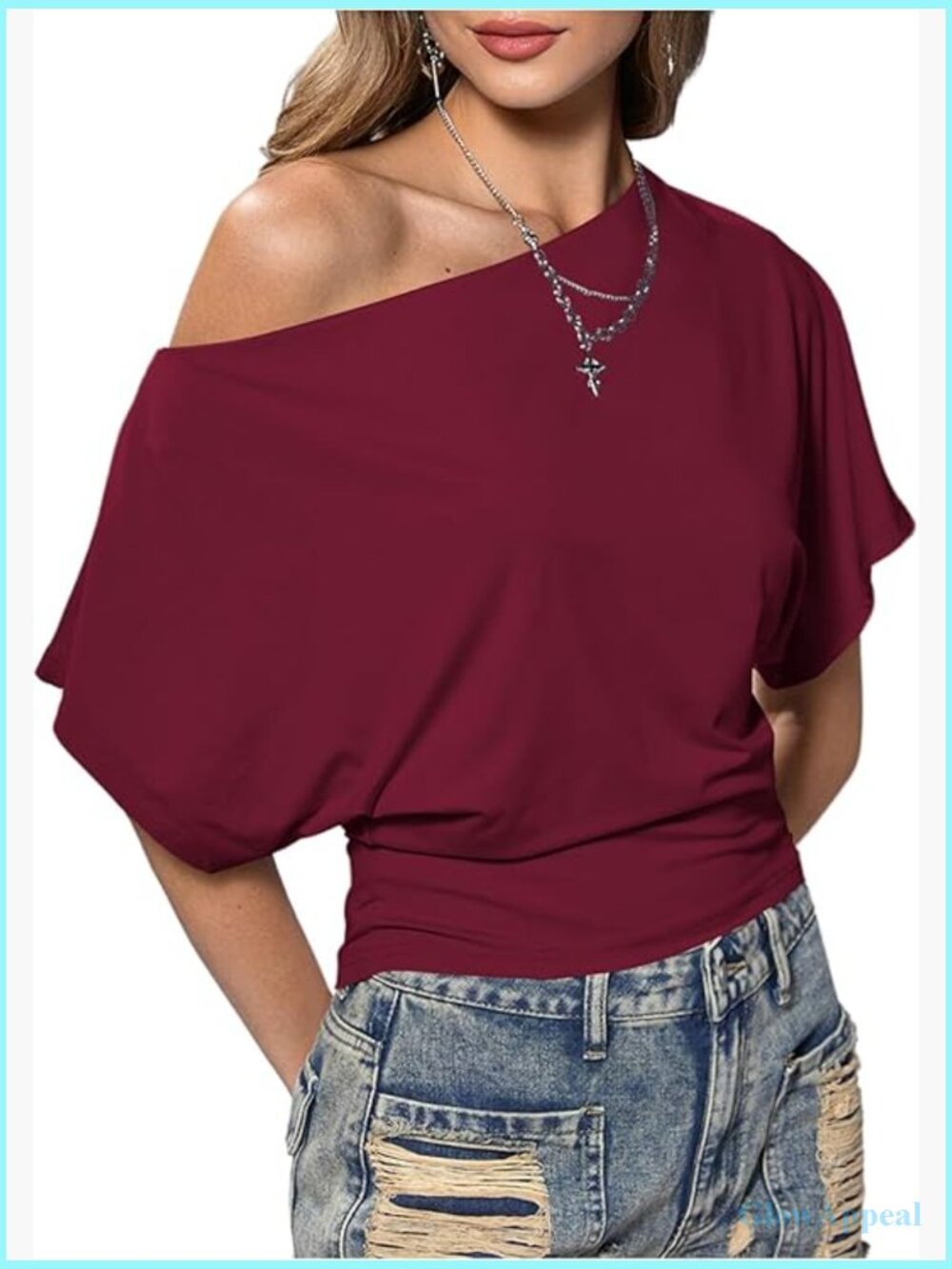 Off Shoulder Crop Top Asymmetrical Dolman Sleeve Y2K Going Out Top Summer Trend